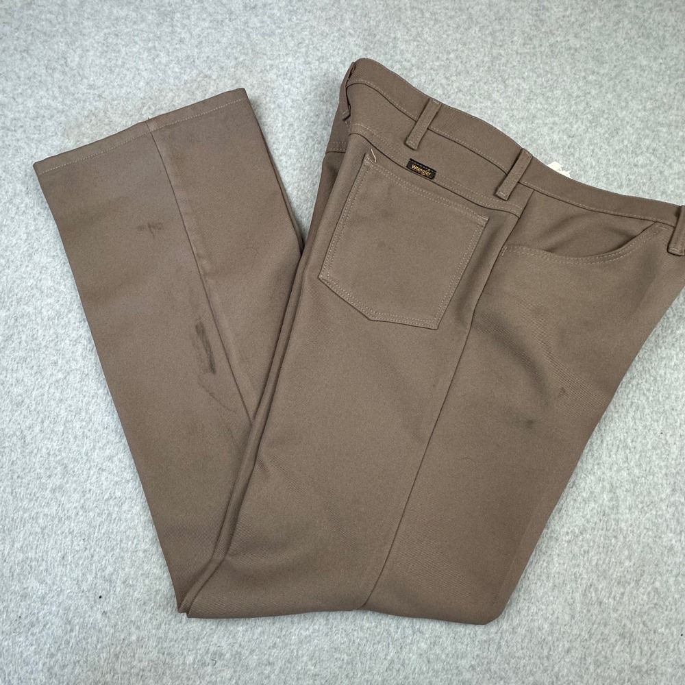Wrangler Wrancher Dress Jeans Taupe Brown Polyester Stretch Twill 34x28
